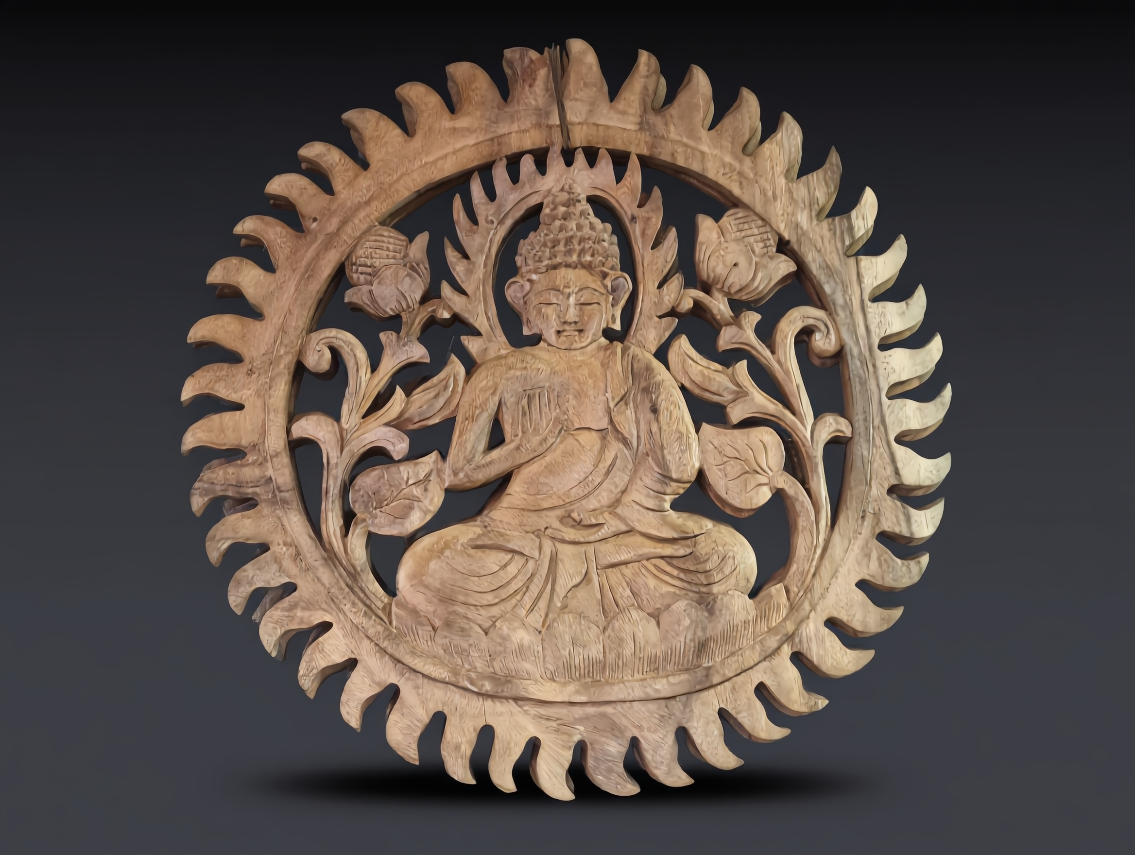 Panel tallado madera artesanía oriental decoración