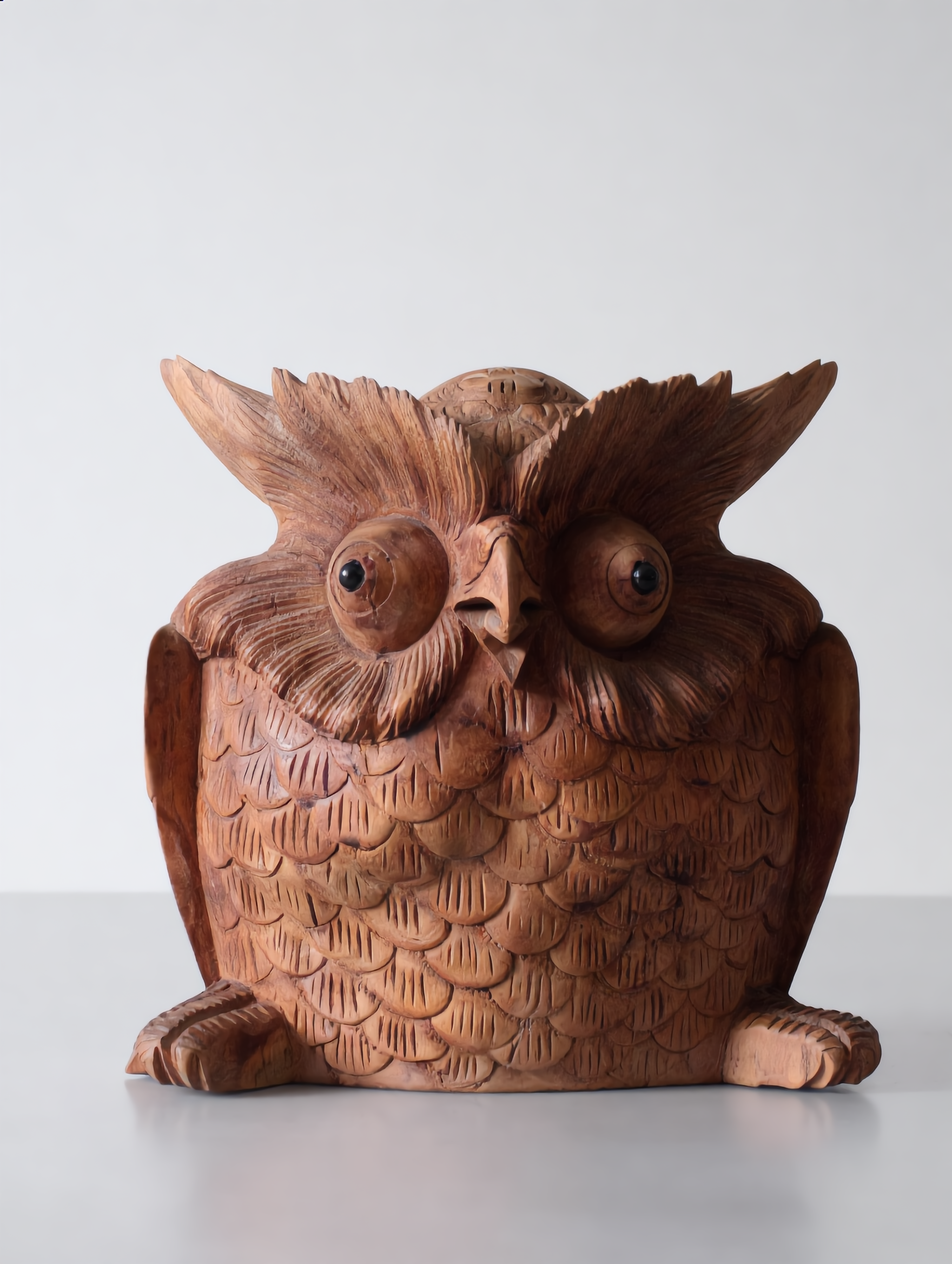 Búho madera tallada grande decorativo artesanía Bali decoración hogar Granada