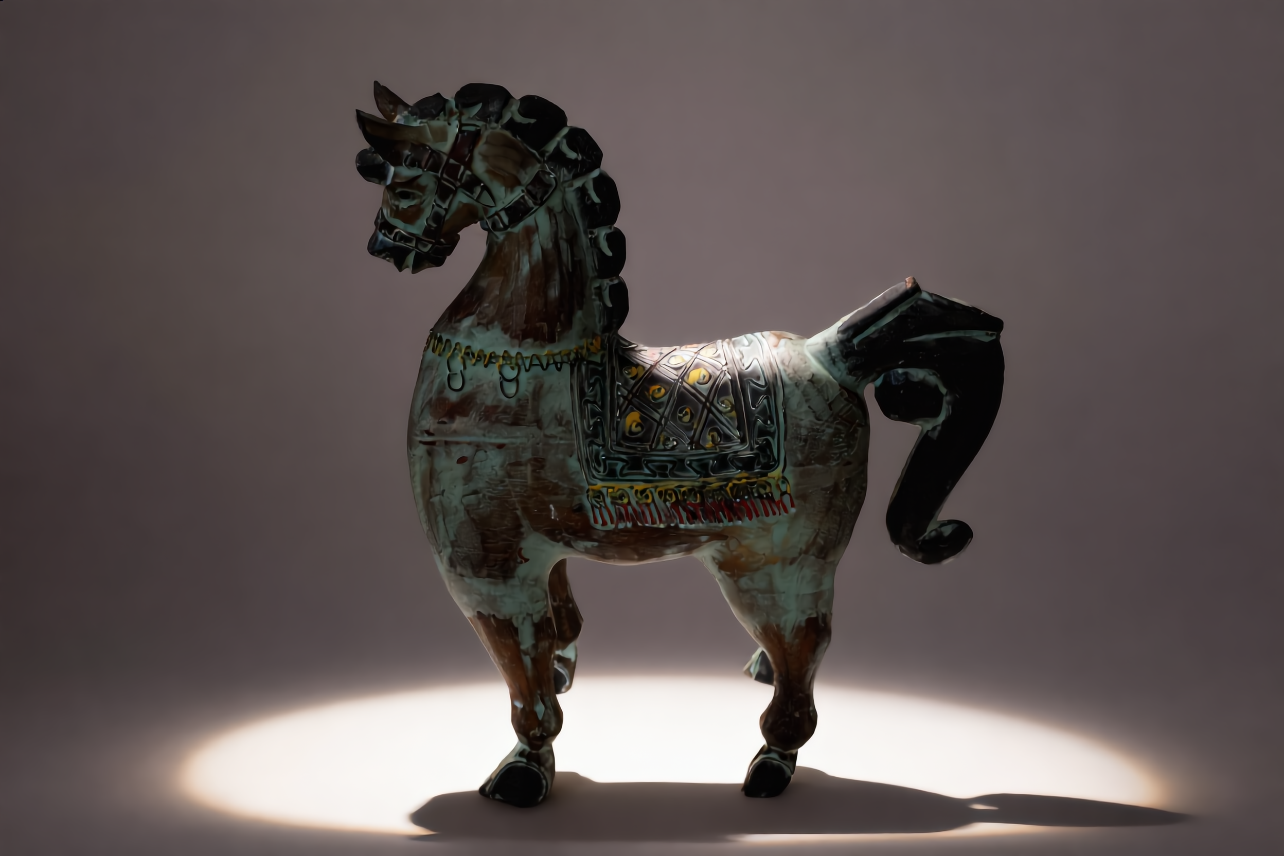 Caballo madera tallada pintado vintage decoración artesanía hogar Granada