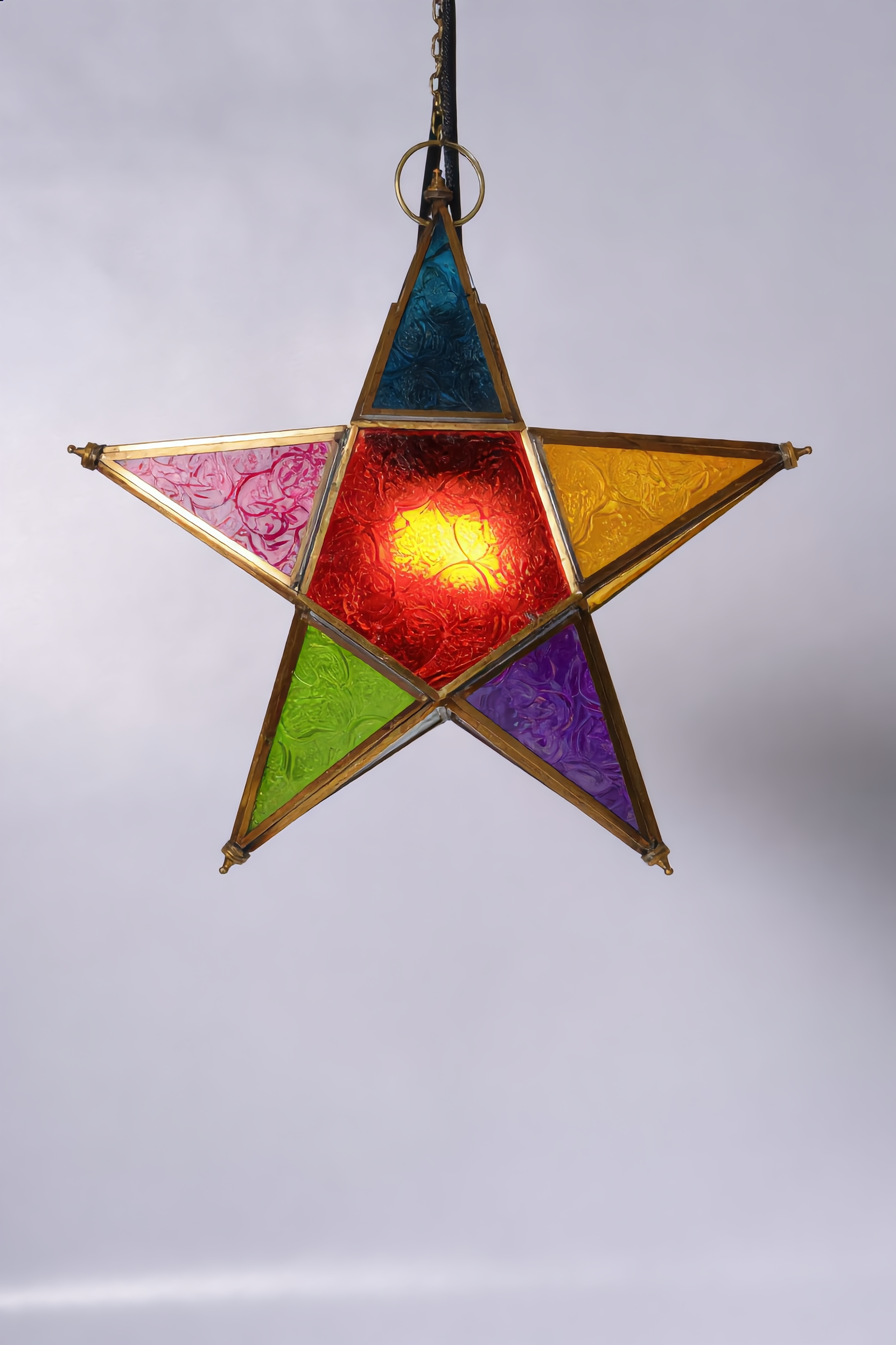 Lámpara estrella cristal colores colgante artesanía turca iluminación Granada