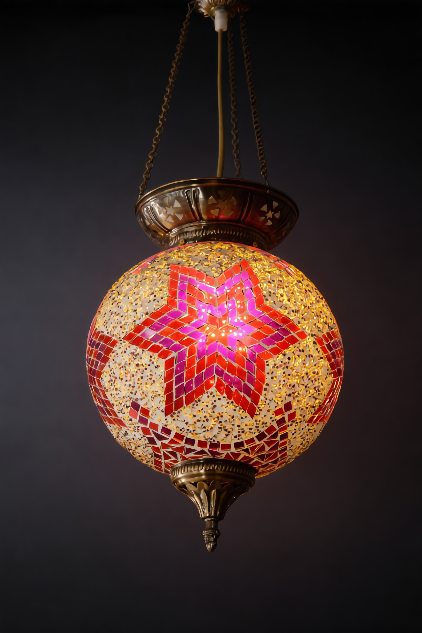 Lámpara turca mosaico estrella roja colgante artesanía Turquía iluminación Granada