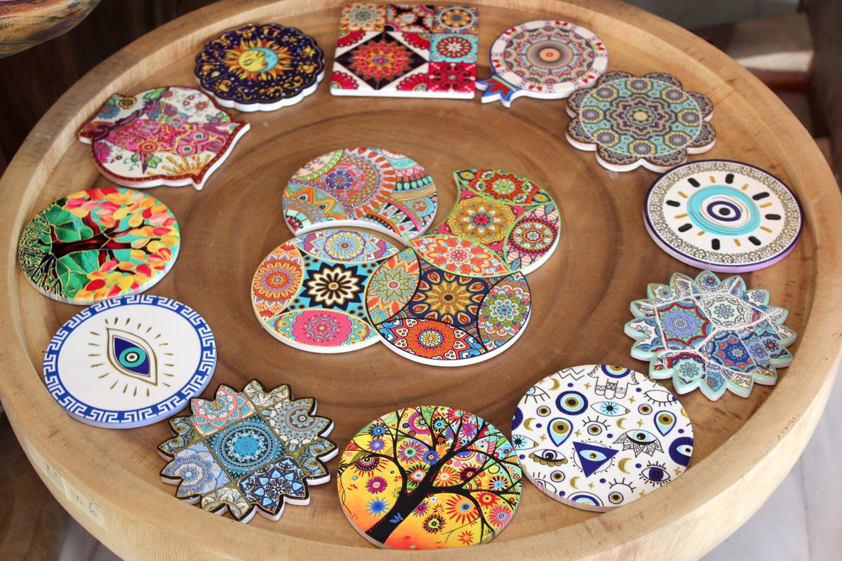 Posavasos mandala cerámica colección artesanía India hogar decoración Granada